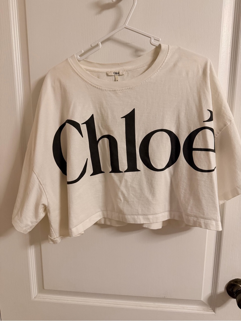 White Logo Crop T-Shirt
